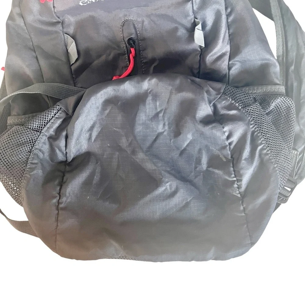 EDDIE BAUER STOWAWAY PACKABLE 20L BACKPACK in black with red piping